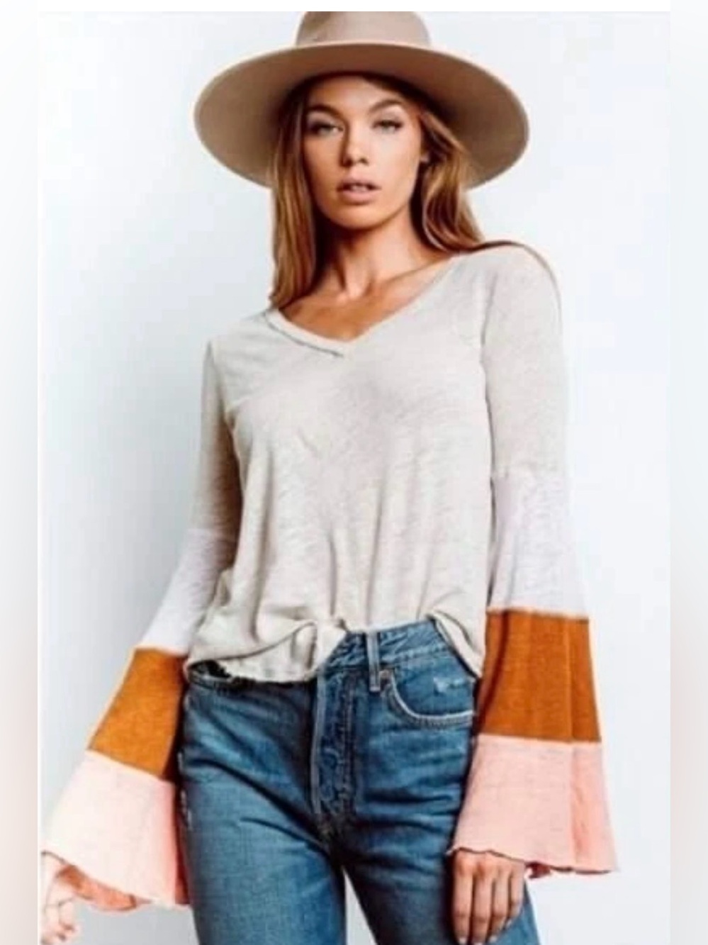 WE THE FREE Spread Your Wings Linen Blend Bell Sleeve Top - Small